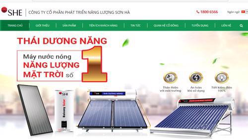 Trang web của Công ty Cổ phần phát triển năng lượng Sơn Hà.