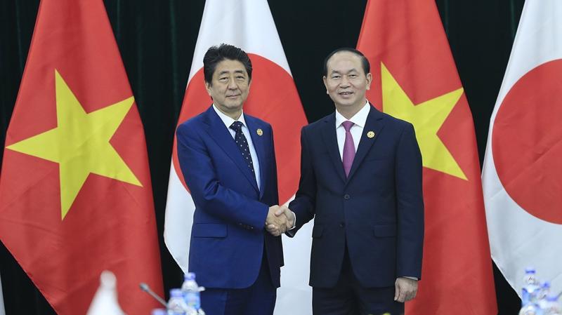 Chủ tịch nước Trần Đại Quang tiếp Thủ tướng Nhật Bản Shinzo Abe.