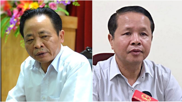 Ông Vũ Văn Sử, Giám đốc Sở Giáo dục và đào taọ tỉnh Hà Giang (trái) và ông Bùi Trọng Đắc, Giám đốc sở Giáo dục và đào tạo Hoà Bình.