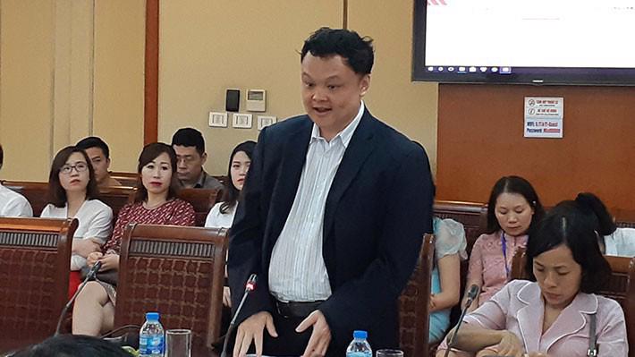 Ông Nguyễn Thế Tân, Tổng giám đốc Công ty Cổ phần VCCorp chia sẻ tại buổi họp báo về Diễn đàn quốc gia phát triển doanh nghiệp công nghệ Việt Nam.