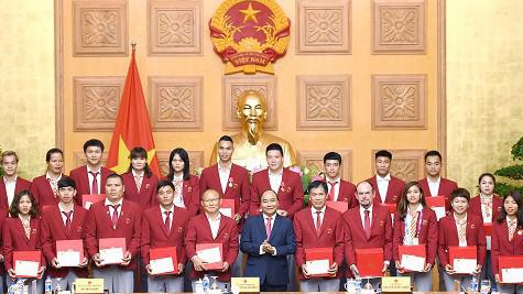Thủ tướng găp mặt chúc mừng đoàn thể thao Việt Nam dự ASIAD 2018, chiều 3/9.