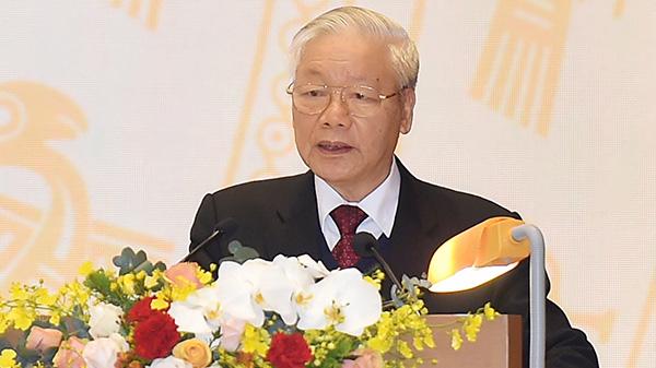 Tổng bí thư, Chủ tịch nước Nguyễn Phú Trọng phát biểu tại hội nghị.