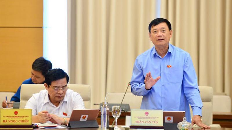 Trưởng ban Công tác đại biểu Trần Văn Tuý phát biểu tại phiên thảo luận - Ảnh; Quang Phúc.