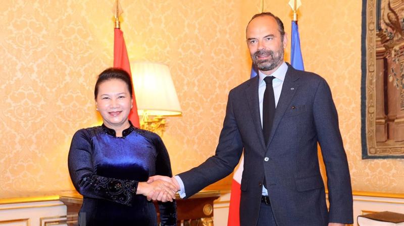 Chủ tịch Quốc hội Nguyễn Thị Kim Ngân hội kiến Thủ tướng Cộng hòa Pháp Edouard Philippe tại Paris - Ảnh: TTXVN. 