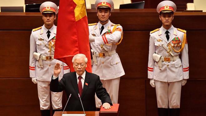 Chủ tịch nước Nguyễn Phú Trọng tuyên thệ nhậm chức - Ảnh: Zing.

