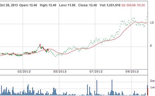 VHG ít nhất cũng có sự "lột xác" về giá cổ phiếu kể từ tháng 5/2013 đến nay.