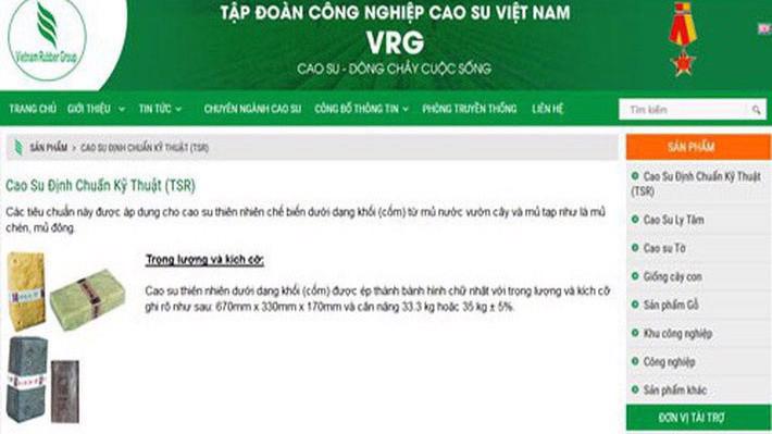 Trang Web của Tập đoàn Công nghiệp Cao su Việt Nam. 