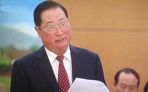 Bộ trưởng - Chủ nhiệm Ủy ban Dân tộc Giàng Seo Phử tại phiên chất vấn chiều 13/3.