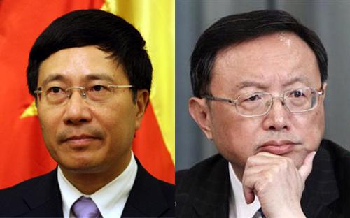 Phó thủ tướng Chính phủ, Bộ trưởng Bộ Ngoại giao Phạm Bình Minh và Ủy viên Quốc vụ Trung Quốc Dương Khiết Trì.