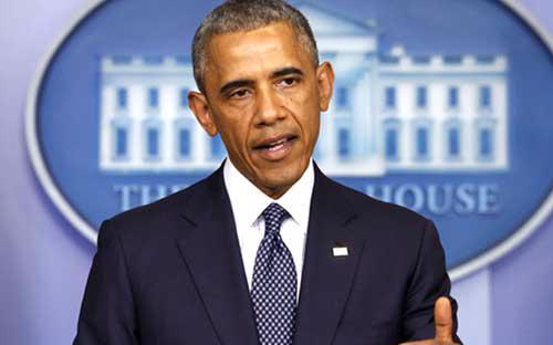 Tổng thống Mỹ Barack Obama thông báo về những biện pháp trừng phạt mới nhằm vào Nga - Ảnh: Reuters.<br>