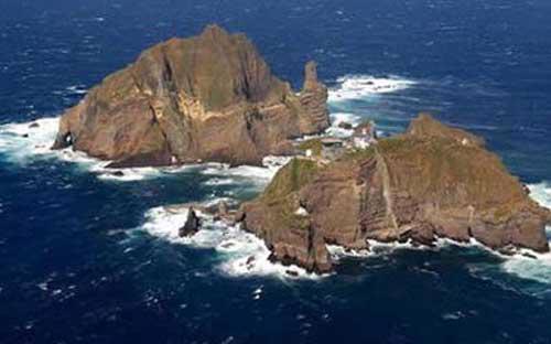 Nhật Bản và Hàn Quốc nhiều năm căng thẳng vì tranh chấp đối với quần đảo Dokdo/Takeshima - Ảnh: News.<br>