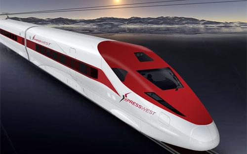 Hình ảnh dự kiến về đoàn tàu cao tốc tuyến nối giữa Las Vegas và Los Angeles - Ảnh: Bloomberg.<br>