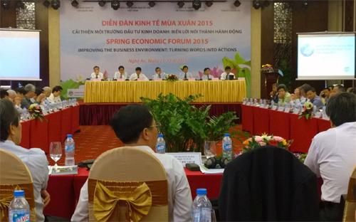 Diễn đàn Kinh tế Mùa xuân 2015, diễn ra trong hai ngày 21 và 22/4 ở thành phố Vinh, Nghệ An - Ảnh: Tư Giang.
