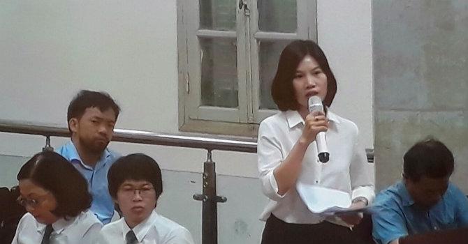 Bà Vũ Thị Kim Ngọc, đại diện theo uỷ quyền của OceanBank tại phiên Tòa ngày 9/9.