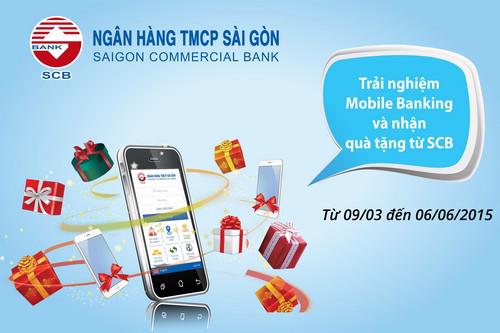 Nhân dịp ra mắt dịch vụ, từ 9/3 đến 6/6/2015, khách hàng sẽ được tham 
gia chương trình “Tận hưởng ưu đãi cùng SCB Mobile Banking” với nhiều 
giải thưởng.