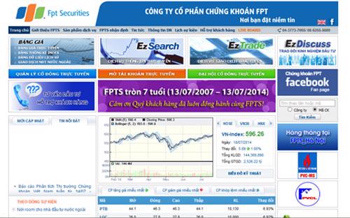 Trang web của FPTS.<br>