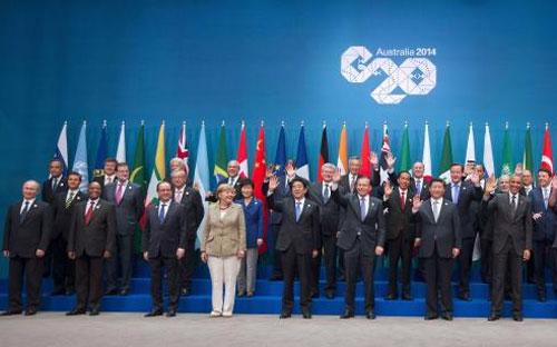 Một bức ảnh chụp các nhà lãnh đạo ở Thượng đỉnh G20 ngày 15/11. Tổng thống Nga Vladimir Putin đứng ở ngoài cùng bên trái - Ảnh: Reuters.<br>