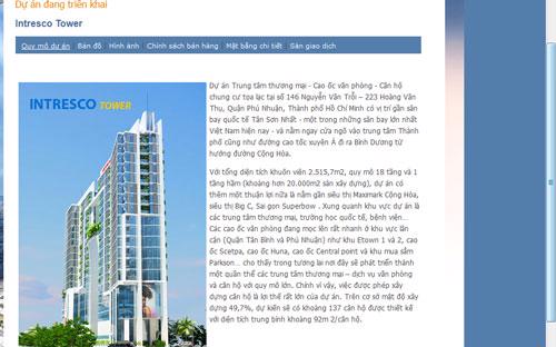 Giới thiệu dự án ITC Tower trên trang web của công ty.<br>