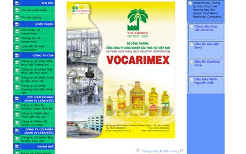 Trang web của Tổng công ty Công nghiệp Dầu thực vật Việt Nam - Vocarimex.