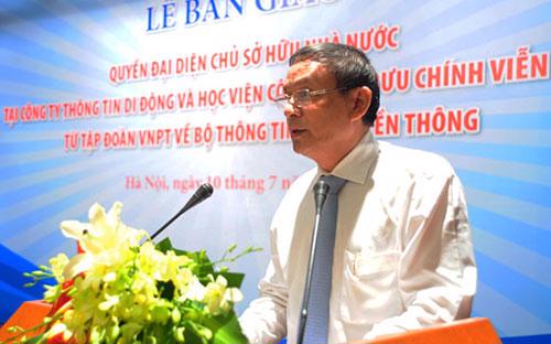 Chủ tịch MobiFone, ông Mai Văn Bình tại lễ chia tay tập đoàn mẹ VNPT, hôm 10/7.