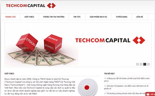 Trang web của Công ty Quản lý Quỹ Kỹ Thương (Techcom Capital. 