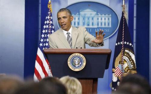 Tổng thống Mỹ Barack Obama phát biểu tại Nhà Trắng ngày 28/8 - Ảnh: Reuters.<br>