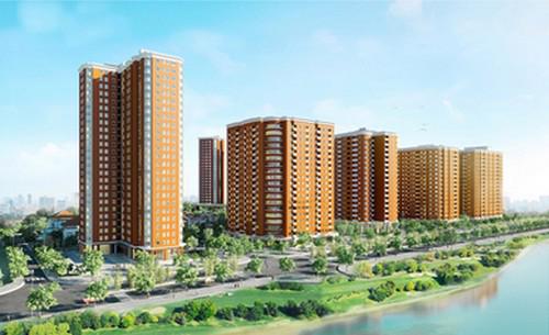 Phối cảnh chung khu chung cư cao cấp CT2B thuộc khu đô thị mới Nghĩa Đô.