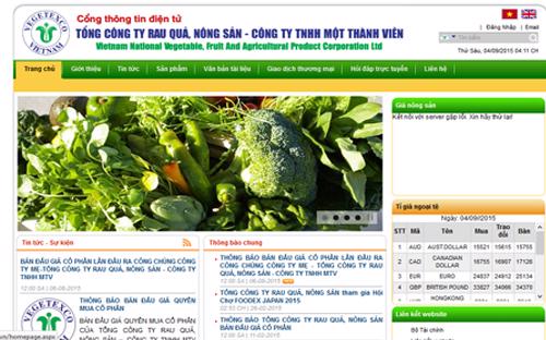 Trang web của Vegetexco Vietnam.<br>