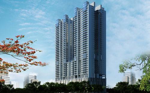 Một điểm ưu việt hiếm có của New Skyline, tòa chung cư sở hữu 4 mặt 
tiền, trong đó, có 4 đường nội khu đô thị và một mặt tiền đường Nguyễn 
Khuyến. Mặt chính tòa nhà đối diện với hồ Văn Quán.