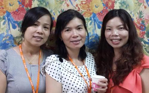 Từ trái qua: Lê Gia Linh, Nguyễn Bình Trân và Ngô Quang Mai, 3 cô dâu Việt Nam ở thành phố Cao Hùng, Đài Bắc - Ảnh: An Huy.<br>