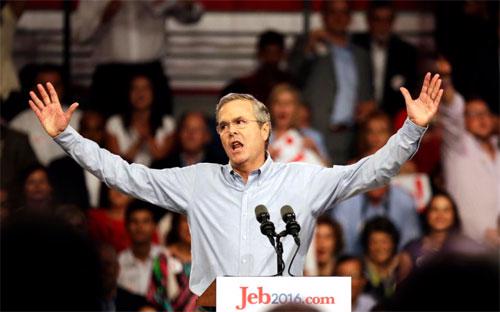 Ông Jeb Bush trong lễ khởi động chiến dịch tranh cử Tổng thống Mỹ 2016 ngày 15/6 tại Florida - Ảnh: AP.<br>