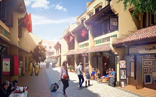 Phối cảnh một góc phố Hà Nội trong dự án Little Vietnam.