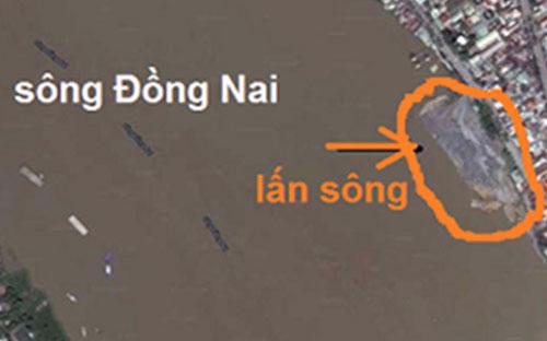Khu vực được tỉnh Đồng Nai cho phép lấn để xây khu đô thị bên sông Đồng Nai.<br>