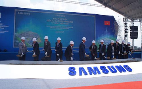Lễ khởi công xây dựng khu phức hợp điện tử gia dụng và công nghệ Samsung tại Tp.HCM.<br>