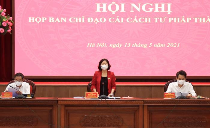 Hội nghị họp Ban Chỉ đạo cải cách tư pháp Thành ủy Hà Nội.