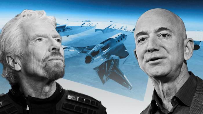 Tỷ phú Richard Branson và tỷ phú Jeff Bezos - Ảnh: FT