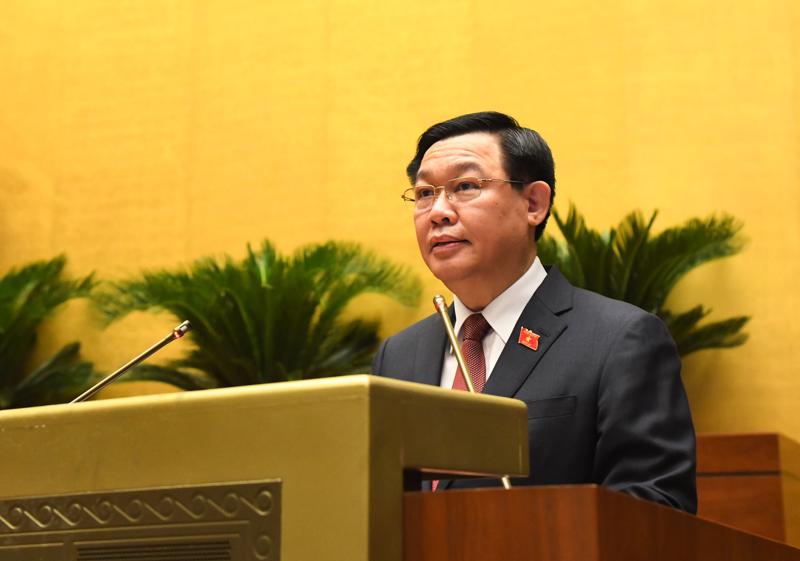 Chủ tịch Quốc hội Vương Đình Huệ phát biểu khai mạc kỳ họp thứ nhất, Quốc hội khóa XV - Ảnh: Quochoi.vn
