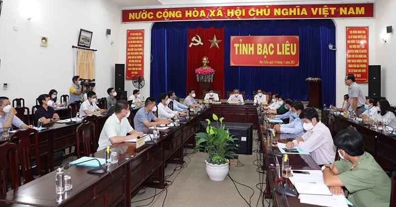 Quang cảnh buổi làm việc giữa Đoàn công tác Bộ Y tế với tỉnh Bạc Liêu