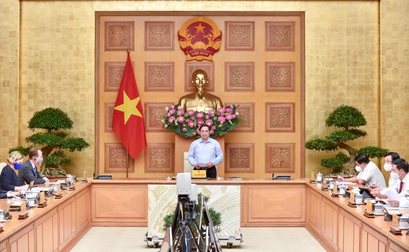 Prime Minister Pham Minh Chinh addresses the meeting. Source: MoFA