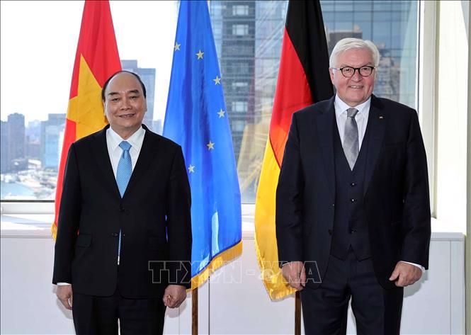 Chủ tịch nước Nguyễn Xuân Phúc gặp Tổng thống Đức Frank-Walter Steinmeier - Ảnh: TTXVN
