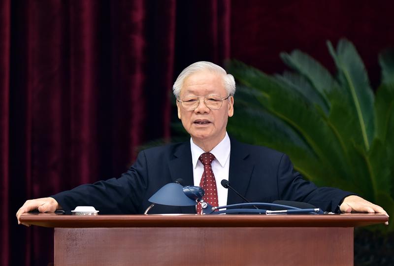 Tổng Bí thư Nguyễn Phú Trọng phát biểu bế mạc Hội nghị Trung ương 4 - Ảnh: VGP.