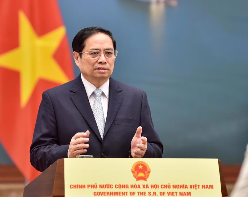 Prime Minister Pham Minh Chinh during his recorded speech