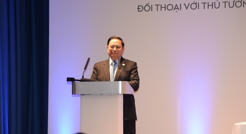 Thủ tướng Phạm Minh Chính phát biểu tại Đối thoại - Ảnh: VGP