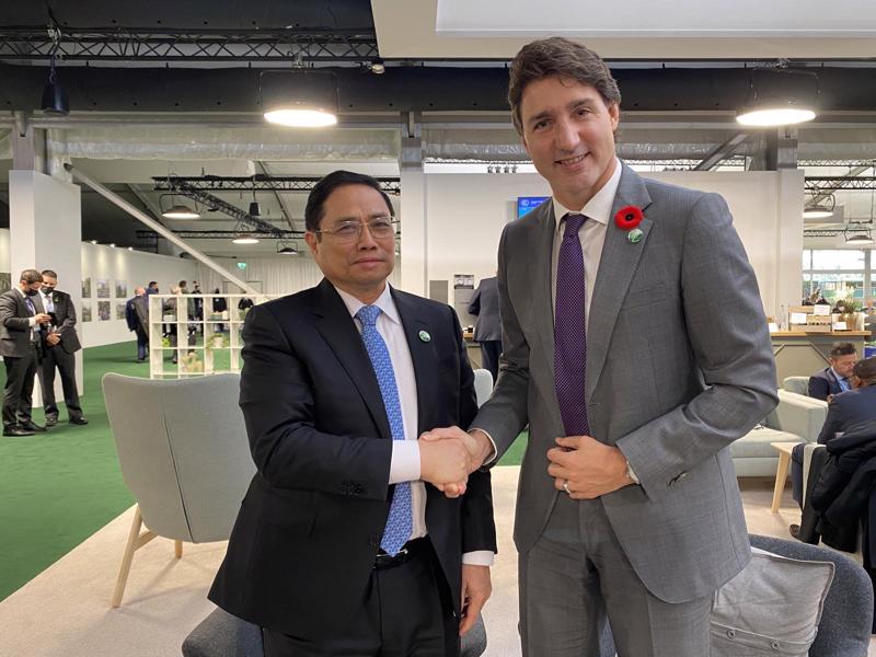 Thủ tướng Chính phủ Phạm Minh Chính đã có cuộc gặp song phương với Thủ tướng Canada Justin Trudeau - Ảnh: TTXVN