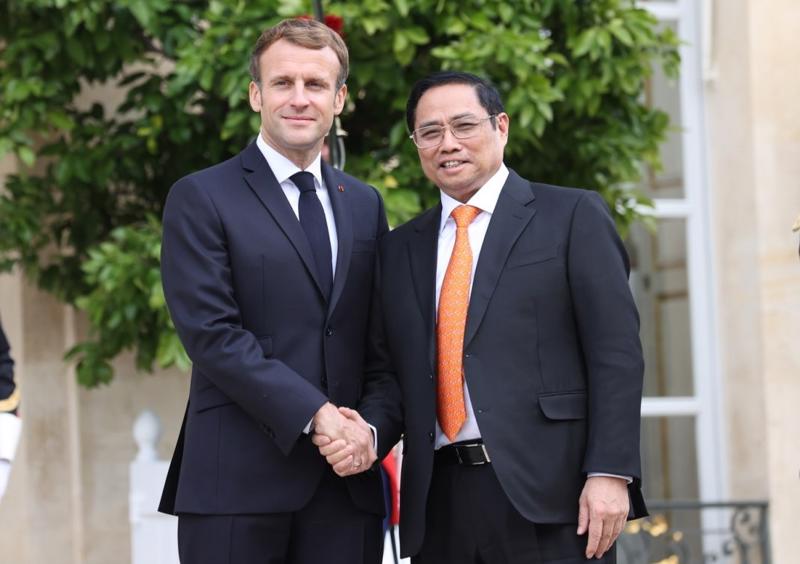 Thủ tướng Phạm Minh Chính hội kiến Tổng thống Pháp Emmanuel Macron - Ảnh: VGP