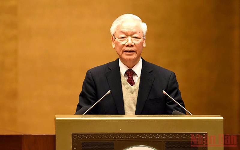 Tổng Bí Thư Nguyễn Phú Trọng phát biểu tại hội nghị.
