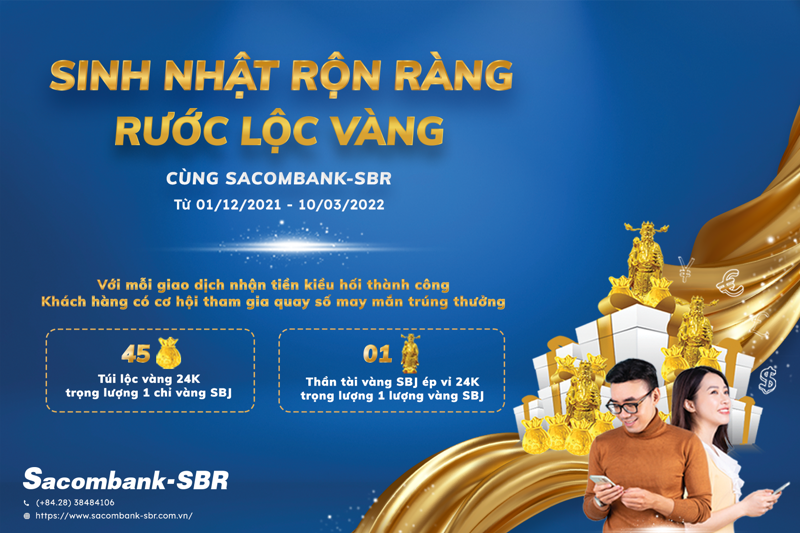 Nhiều chương trình quay số may mắn khi sử dụng dịch vụ nhận tiền kiều hối của Sacombank-SBR.