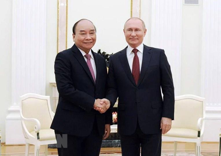 Chủ tịch nước Nguyễn Xuân Phúc và Tổng thống Liên bang Nga Vladimir Putin - Ảnh: TTXVN