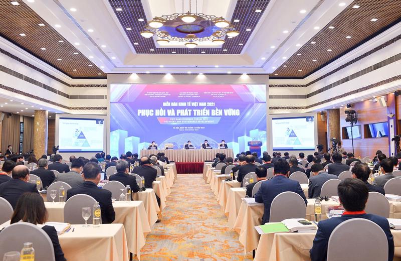 "Diễn đàn Kinh tế Việt Nam 2021: Phục hồi và Phát triển bền vững'' ngày 5/12 - Ảnh: Quochoi.vn