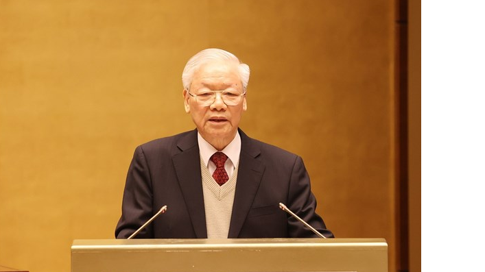Tổng Bí thư Nguyễn Phú Trọng phát biểu tại hội nghị - Ảnh: TTXVN